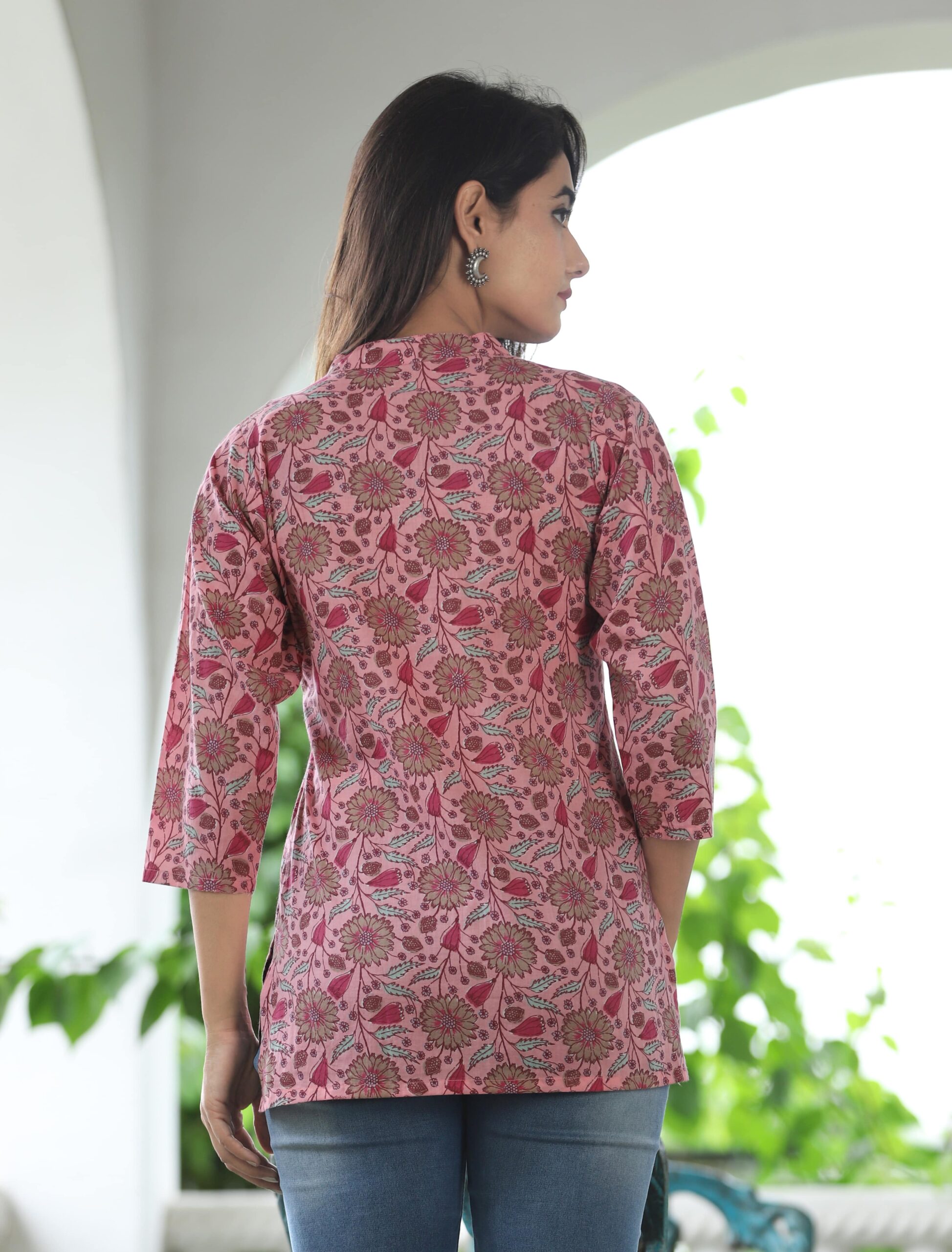 cotton short kurti dark-pink ekchhavi